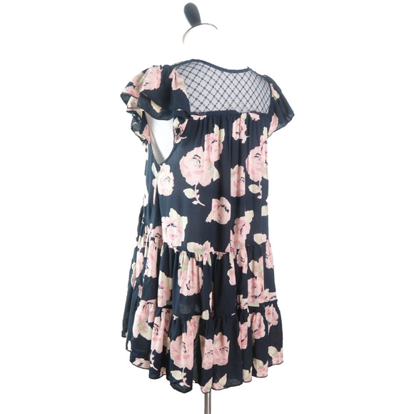 Free People Size M* Tilly Tiered Mini Dress V-Neck Floral Print - Picture 4 of 11